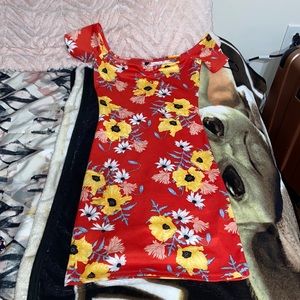 Red floral bodycon mini dress